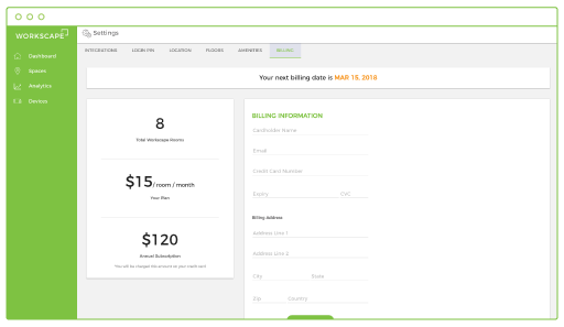 Billing Tab in Workscape Dashboard